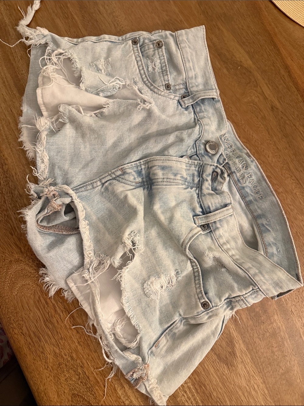 American Eagle Outfitters Light Blue Distressed Denim Cutoff Shorts